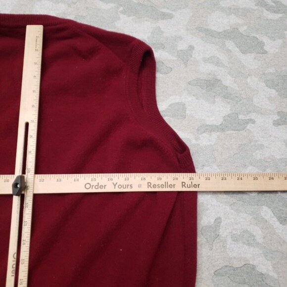 Brooks Brothers Sweater Vest Mens 46 Red V-Neck Lambs Wool Sleeveless - Picture 10 of 11